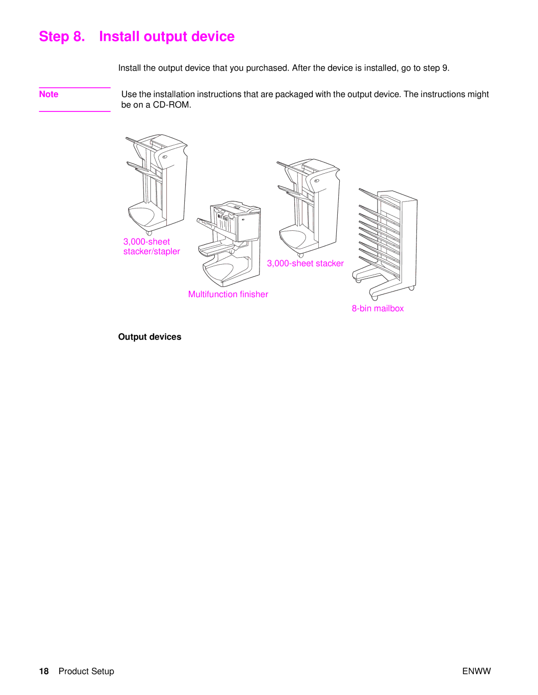 HP 9040MFP, 9050MFP manual Install output device 