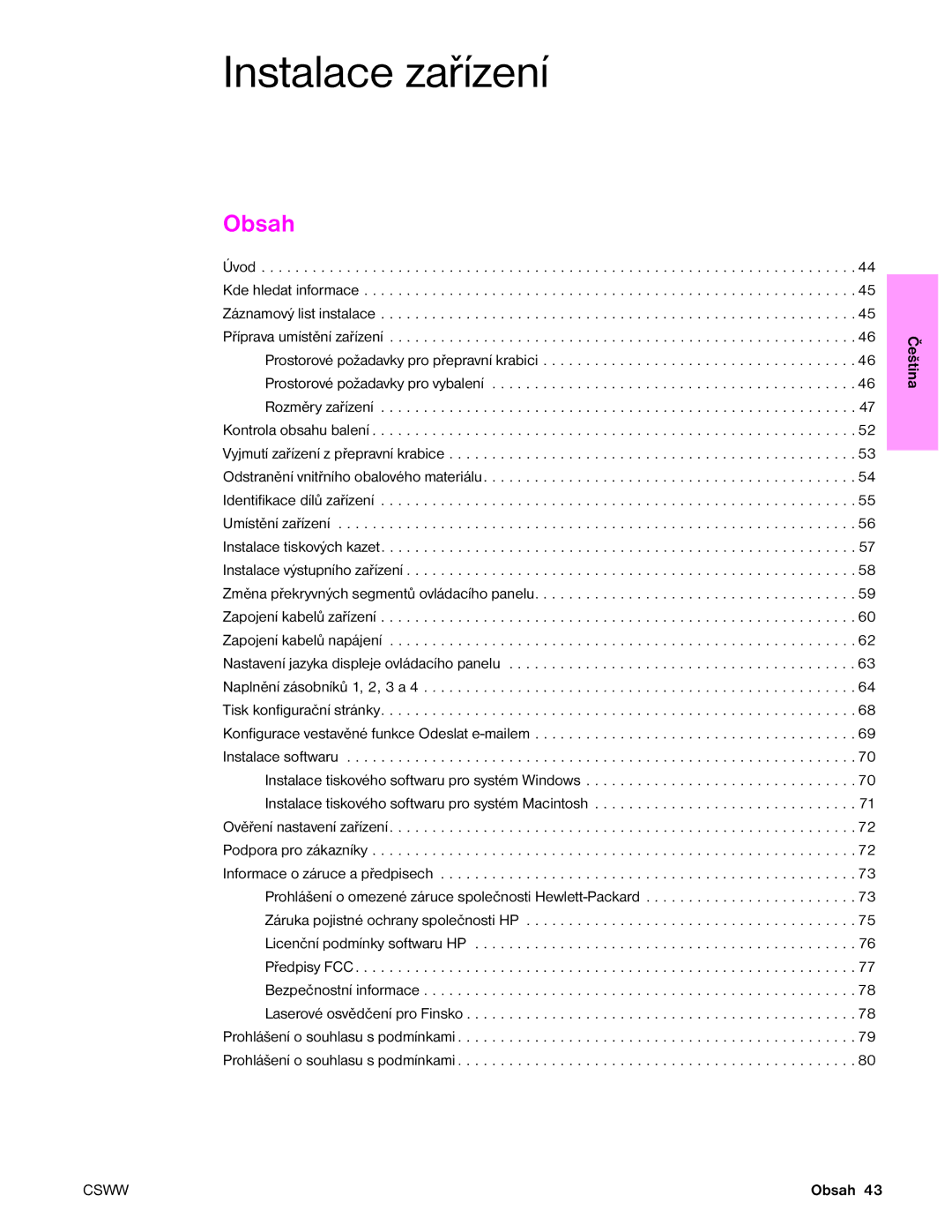 HP 9050MFP, 9040MFP manual Obsah 