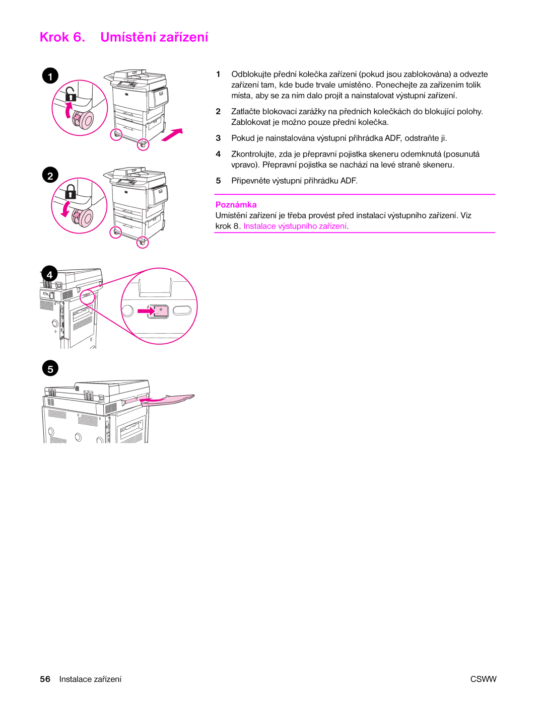 HP 9040MFP, 9050MFP manual Krok, Připevněte výstupní přihrádku ADF 