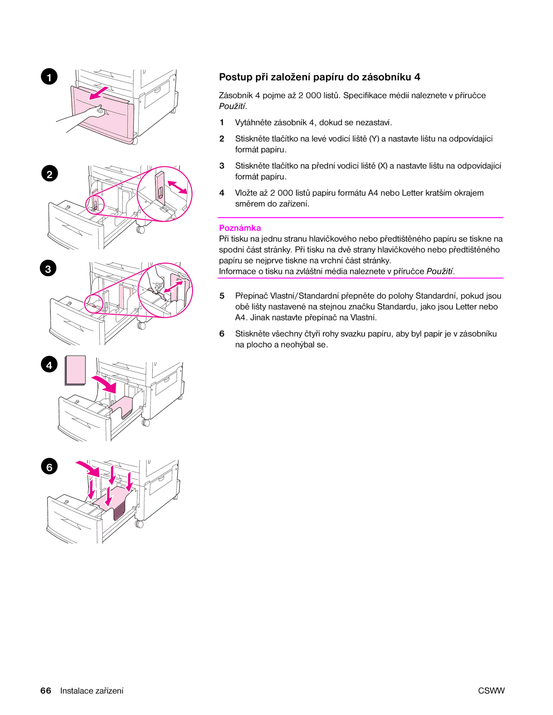 HP 9040MFP, 9050MFP manual Postup při založení papíru do zásobníku 