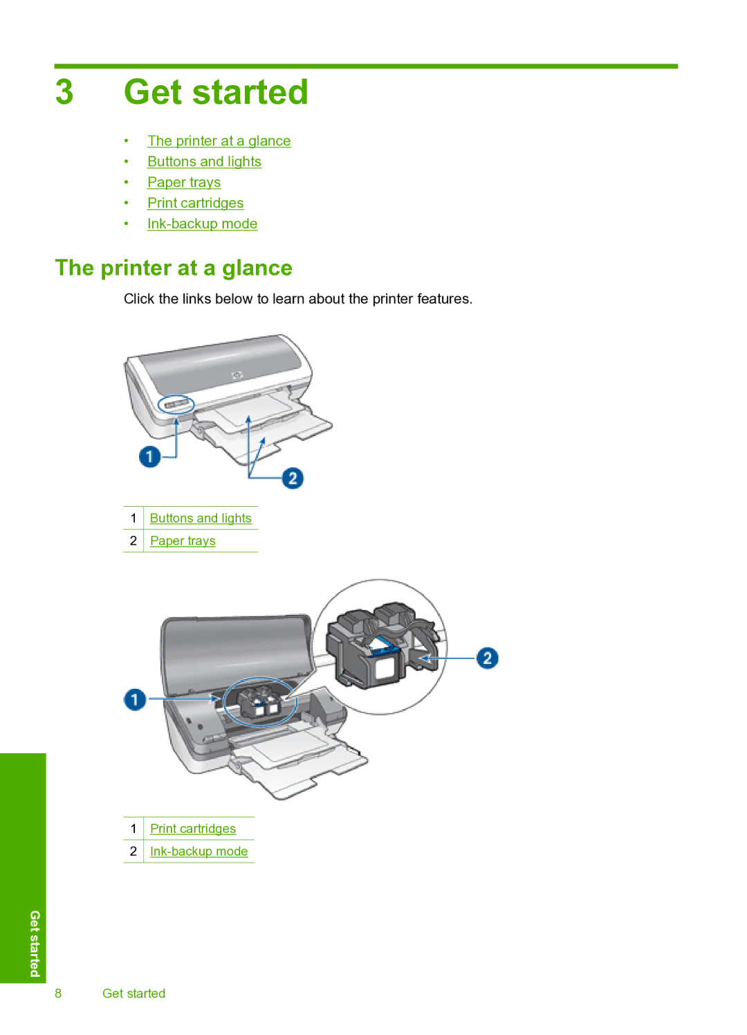 HP 910 manual Get started, Printer at a glance 