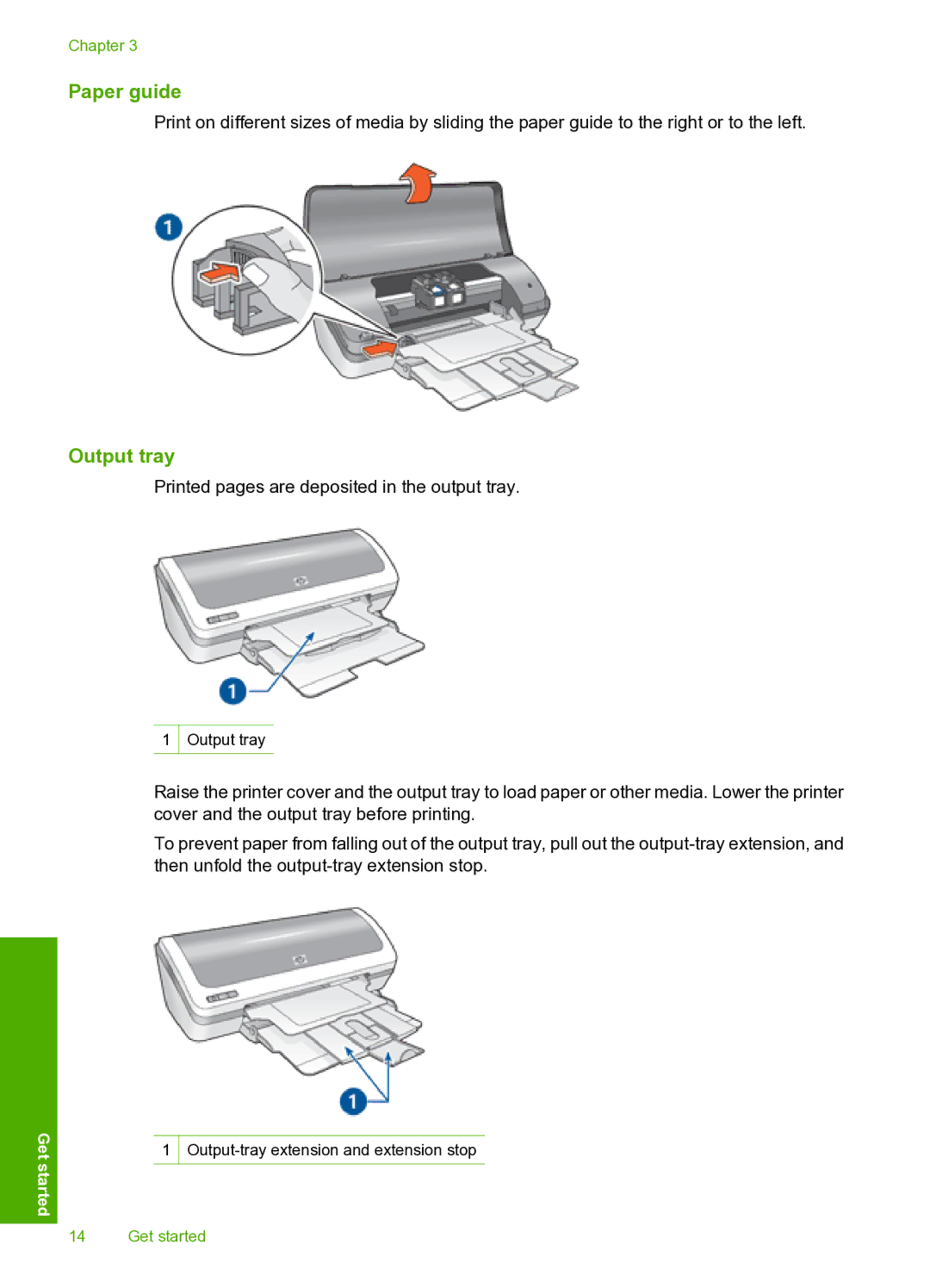 HP 910 manual Paper guide, Output tray 