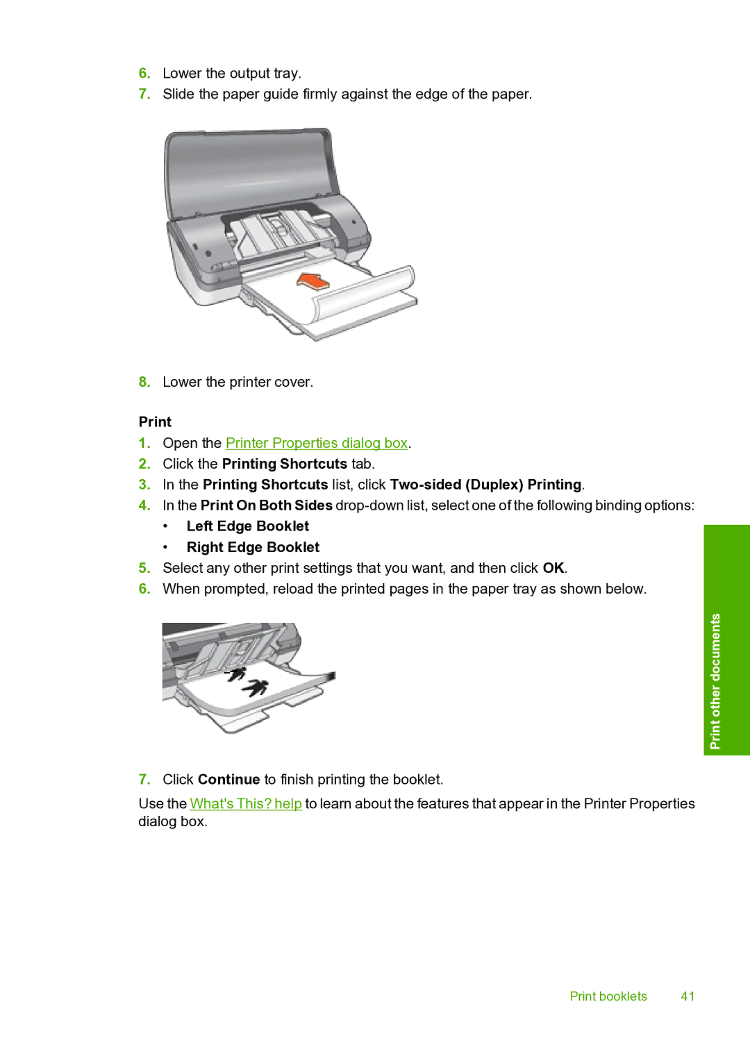 HP 910 manual Left Edge Booklet Right Edge Booklet 