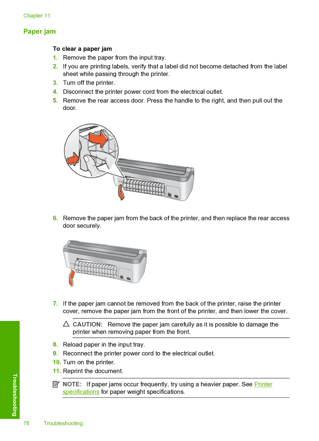 HP 910 manual Paper jam, To clear a paper jam 