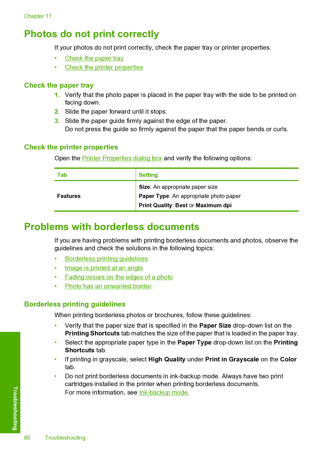 HP 910 manual Photos do not print correctly, Problems with borderless documents, Check the paper tray 