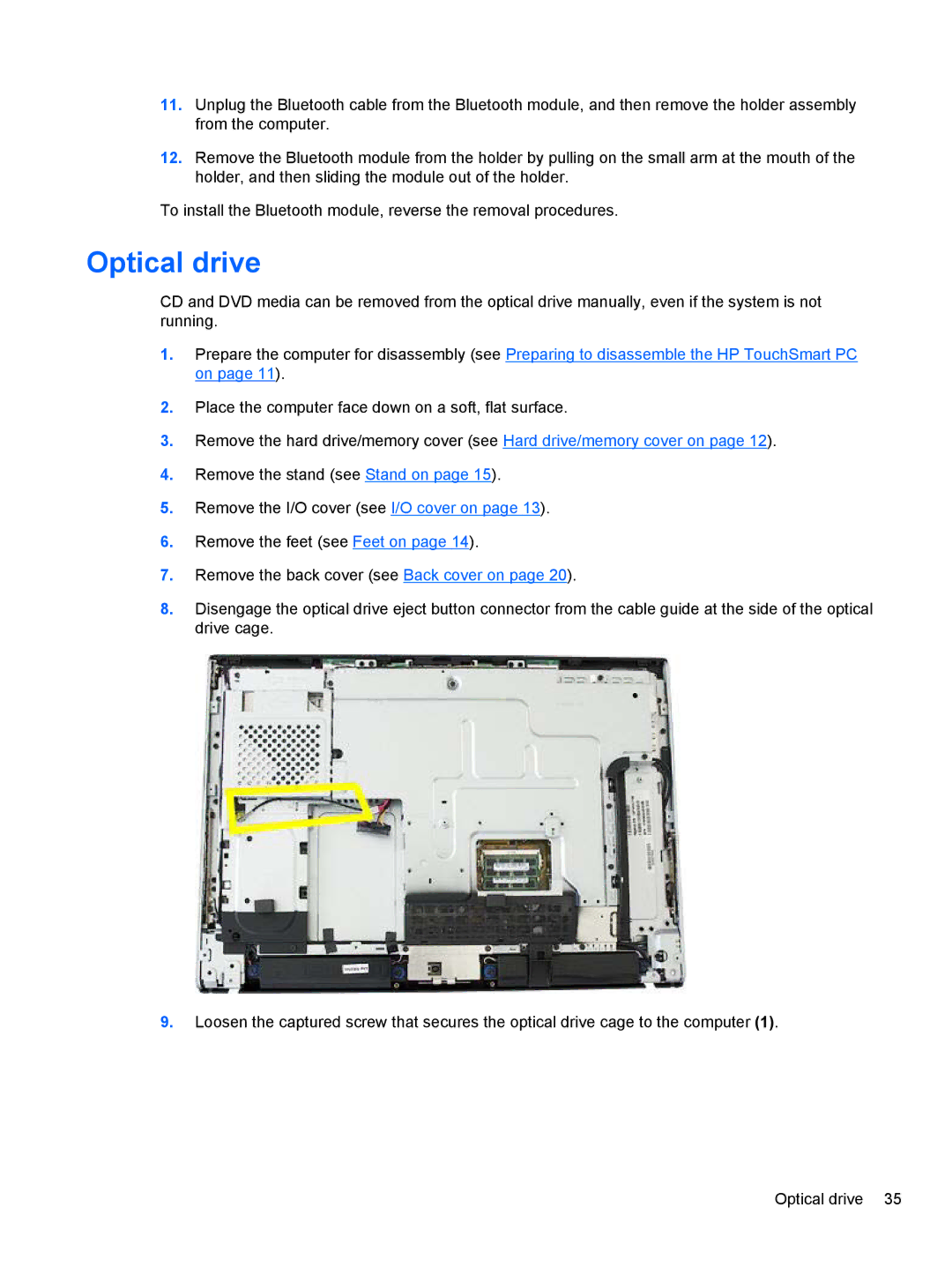 HP 9100 manual Optical drive 