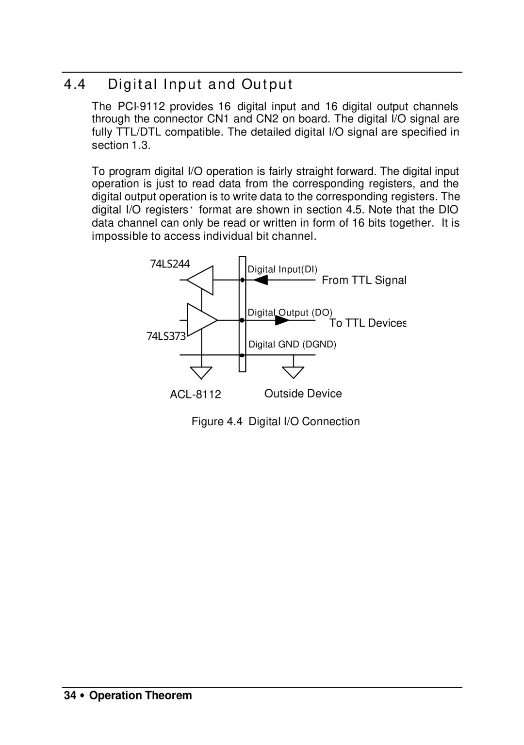 HP 9112 manual Digital Input and Output, 34 ∙ Operation Theorem 