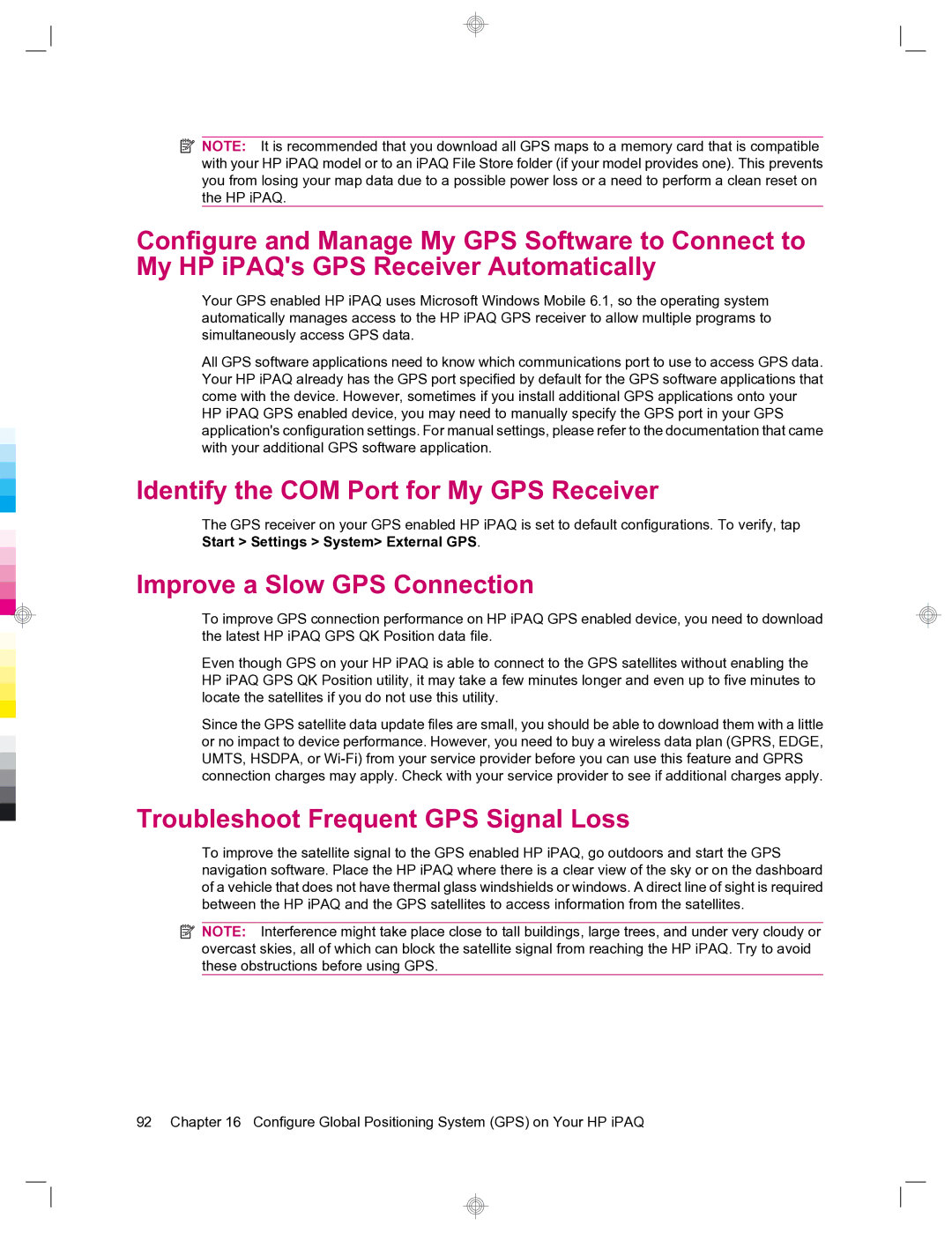 HP 912c Messenger manual Identify the COM Port for My GPS Receiver, Improve a Slow GPS Connection 