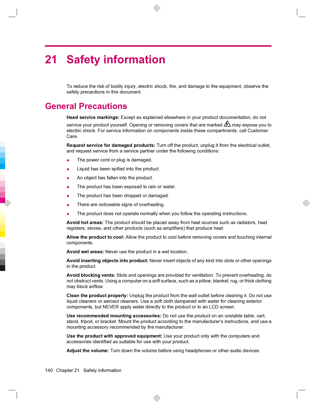 HP 912c Messenger manual Safety information, General Precautions 