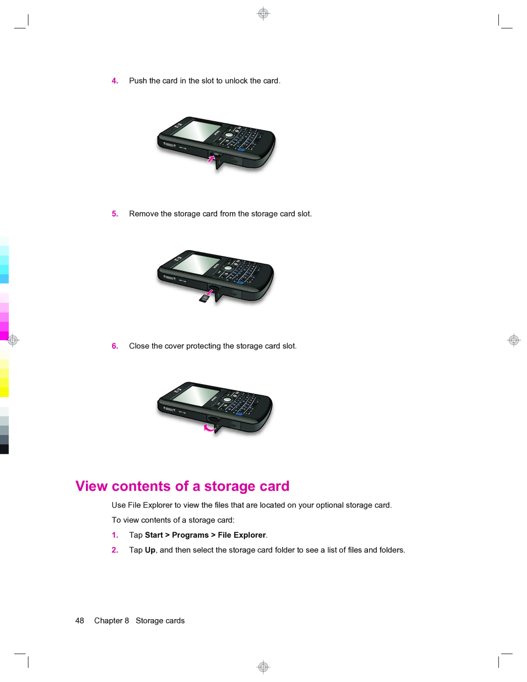 HP 912c Messenger manual View contents of a storage card 