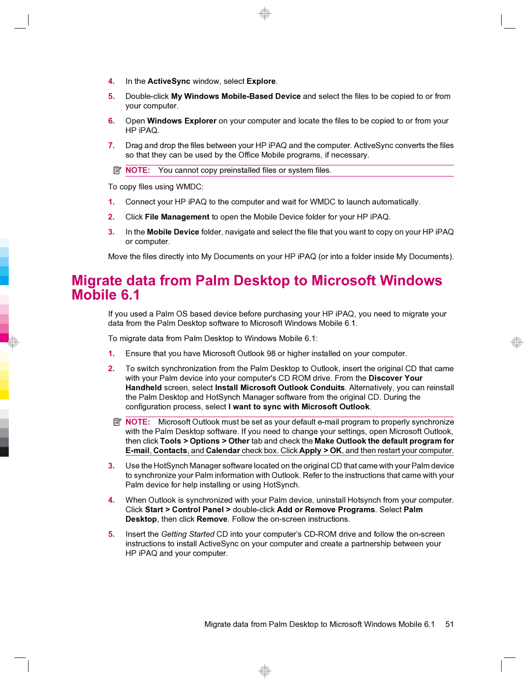 HP 912c Messenger manual Migrate data from Palm Desktop to Microsoft Windows Mobile 