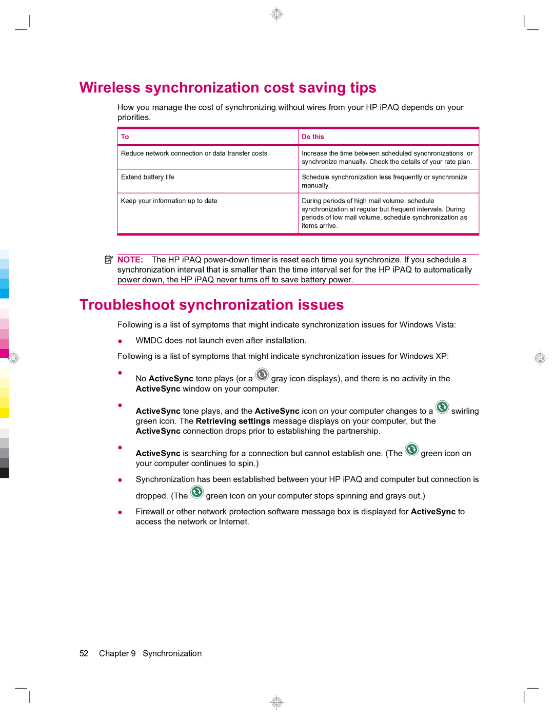 HP 912c Messenger manual Wireless synchronization cost saving tips, Troubleshoot synchronization issues, Do this 