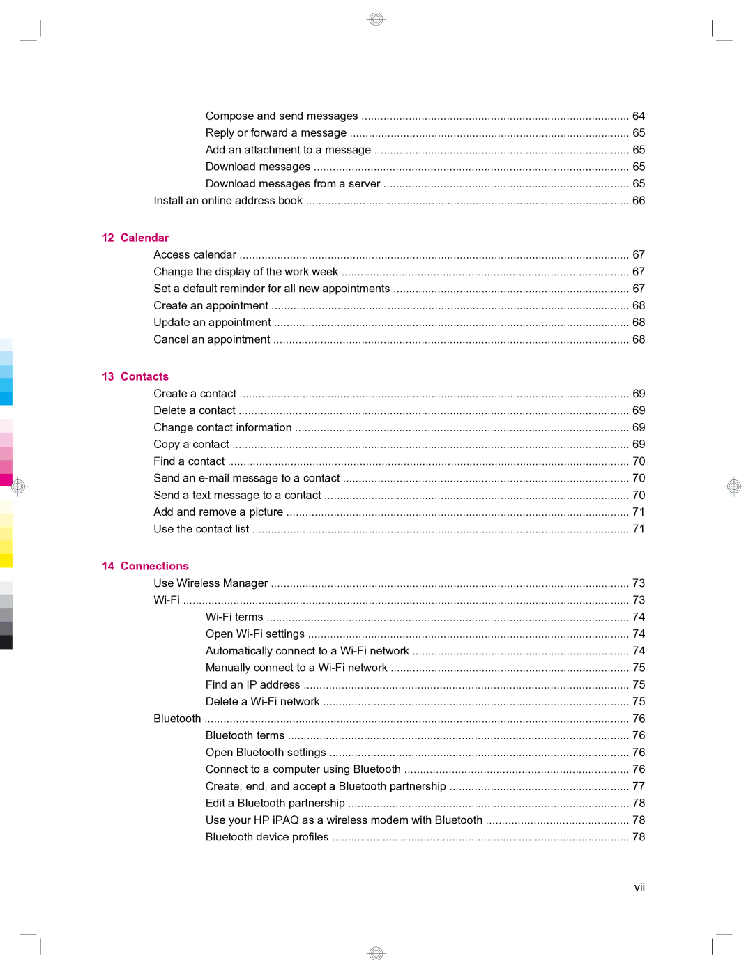 HP 912c Messenger manual Calendar 