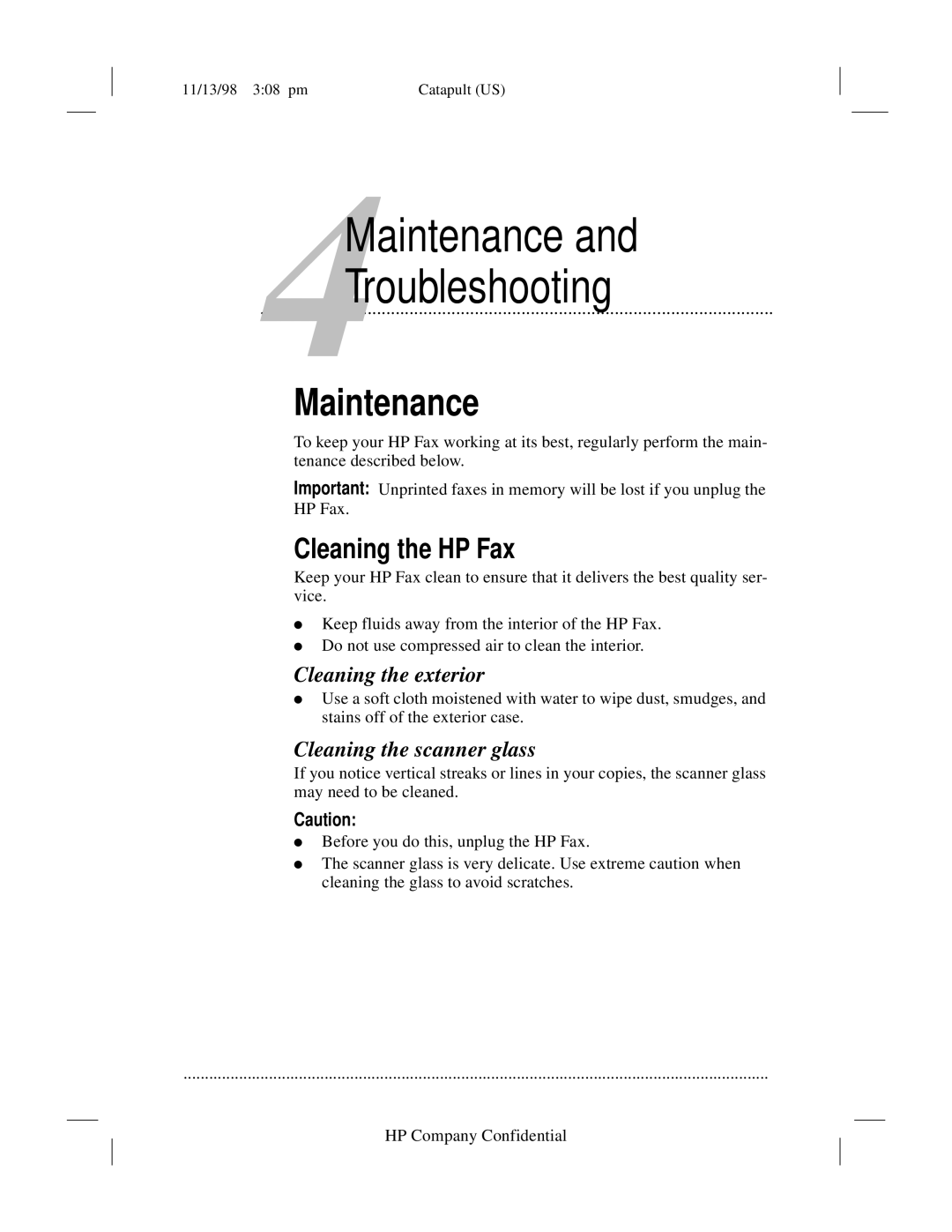 HP 920 Fax manual Cleaning the HP Fax, Cleaning the exterior 