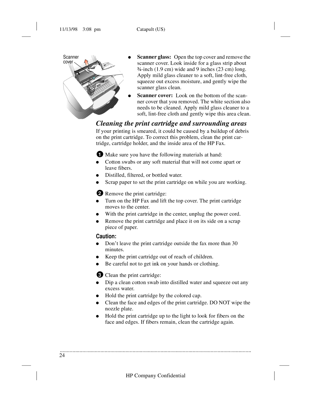 HP 920 Fax manual Cleaning the print cartridge and surrounding areas 