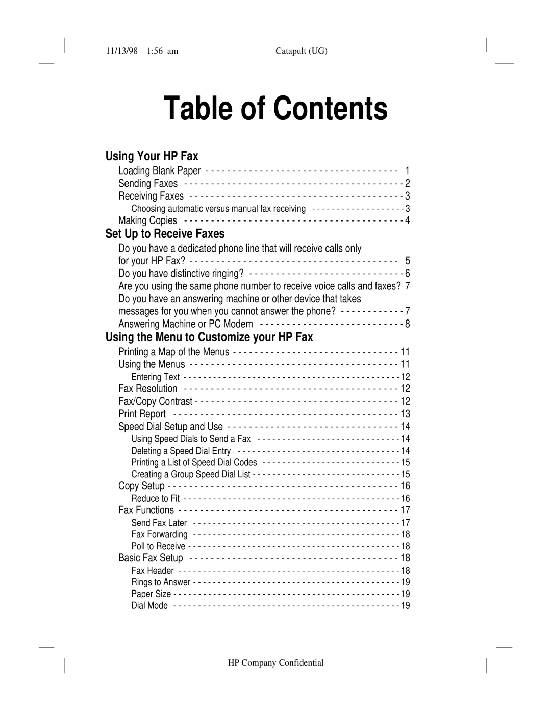 HP 920 Fax manual Table of Contents 