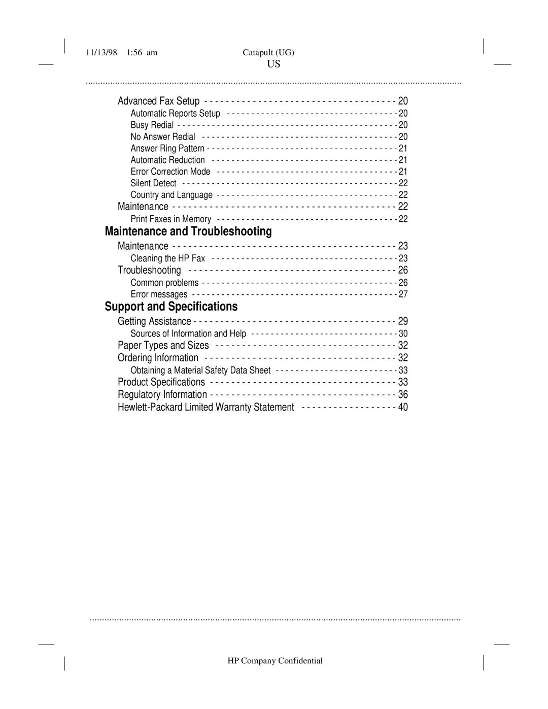 HP 920 Fax manual Maintenance and Troubleshooting 