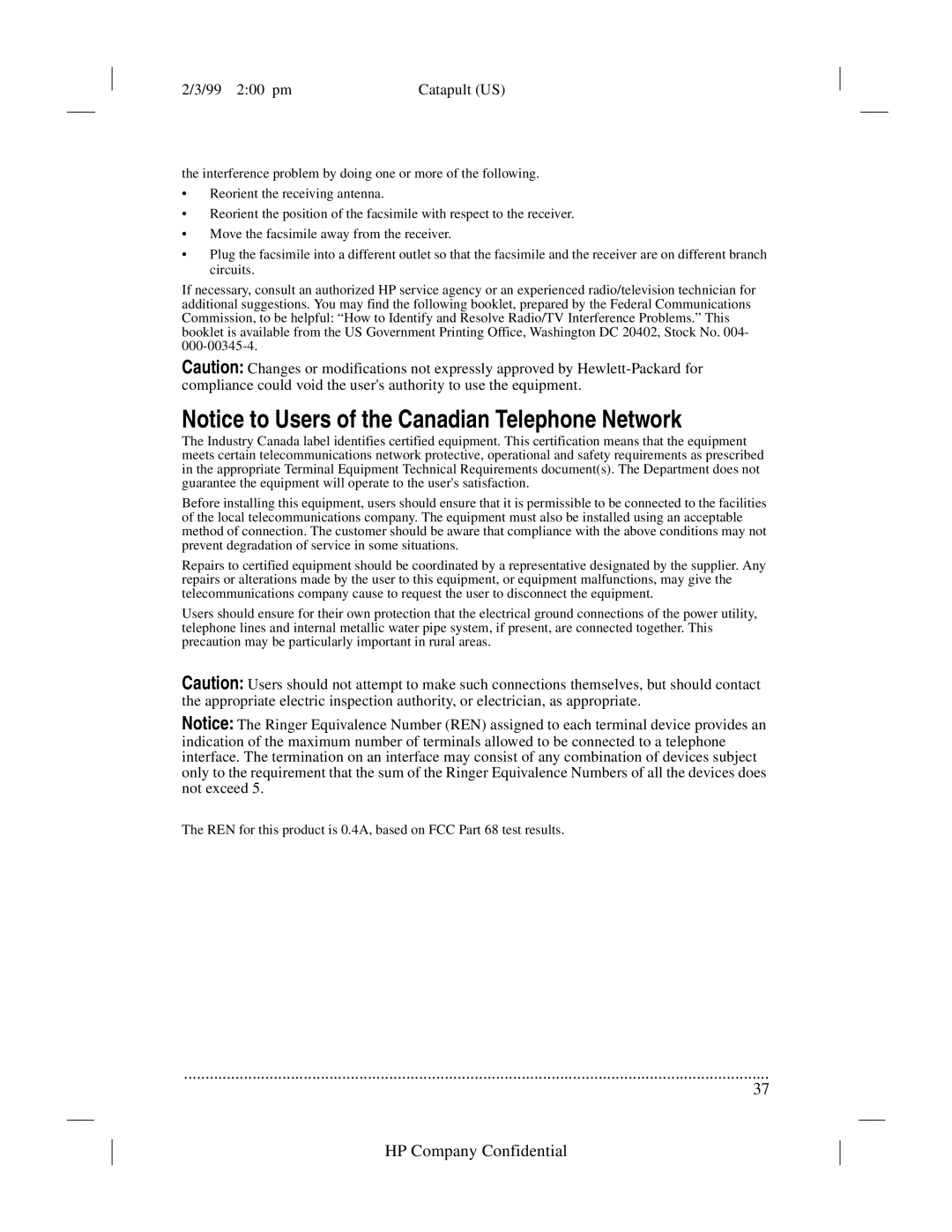 HP 920 Fax manual HP Company Confidential 