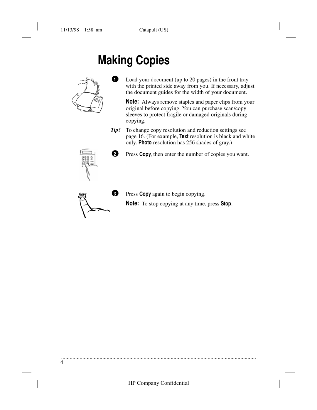 HP 920 Fax manual Making Copies 