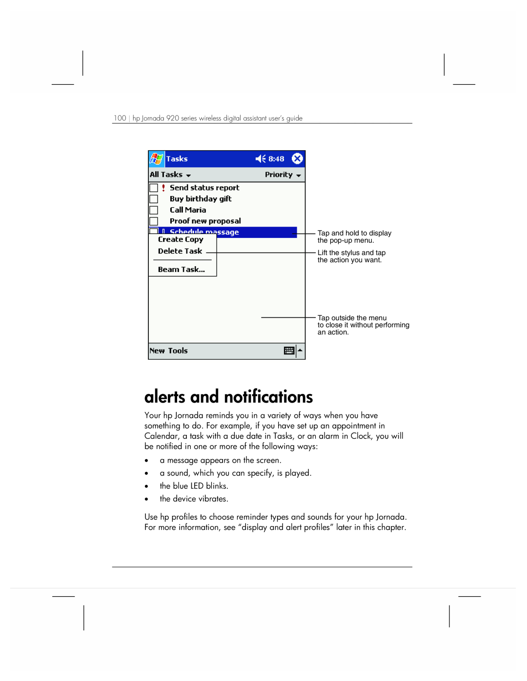 HP 920 manual alerts and notifications 