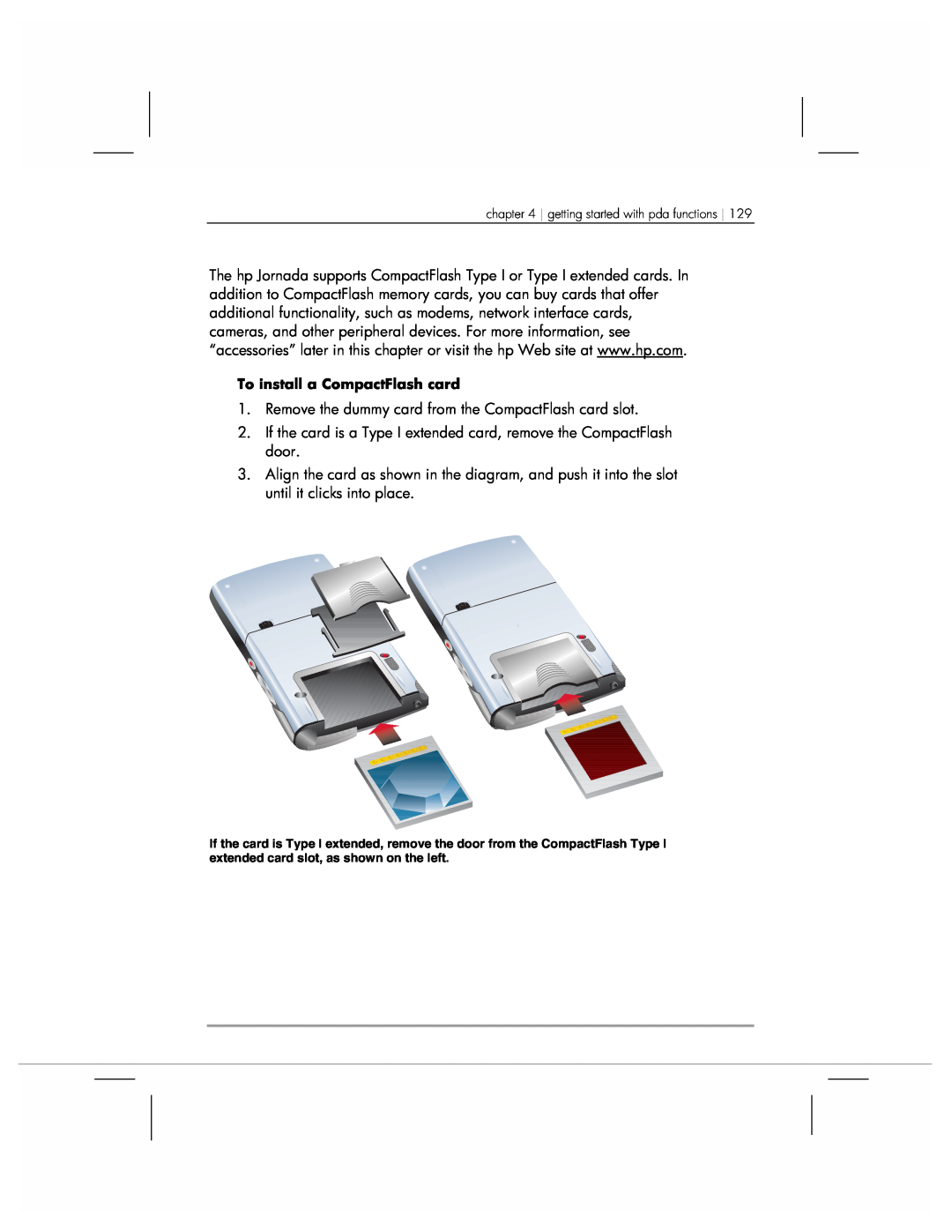 HP 920 manual Remove the dummy card from the CompactFlash card slot 