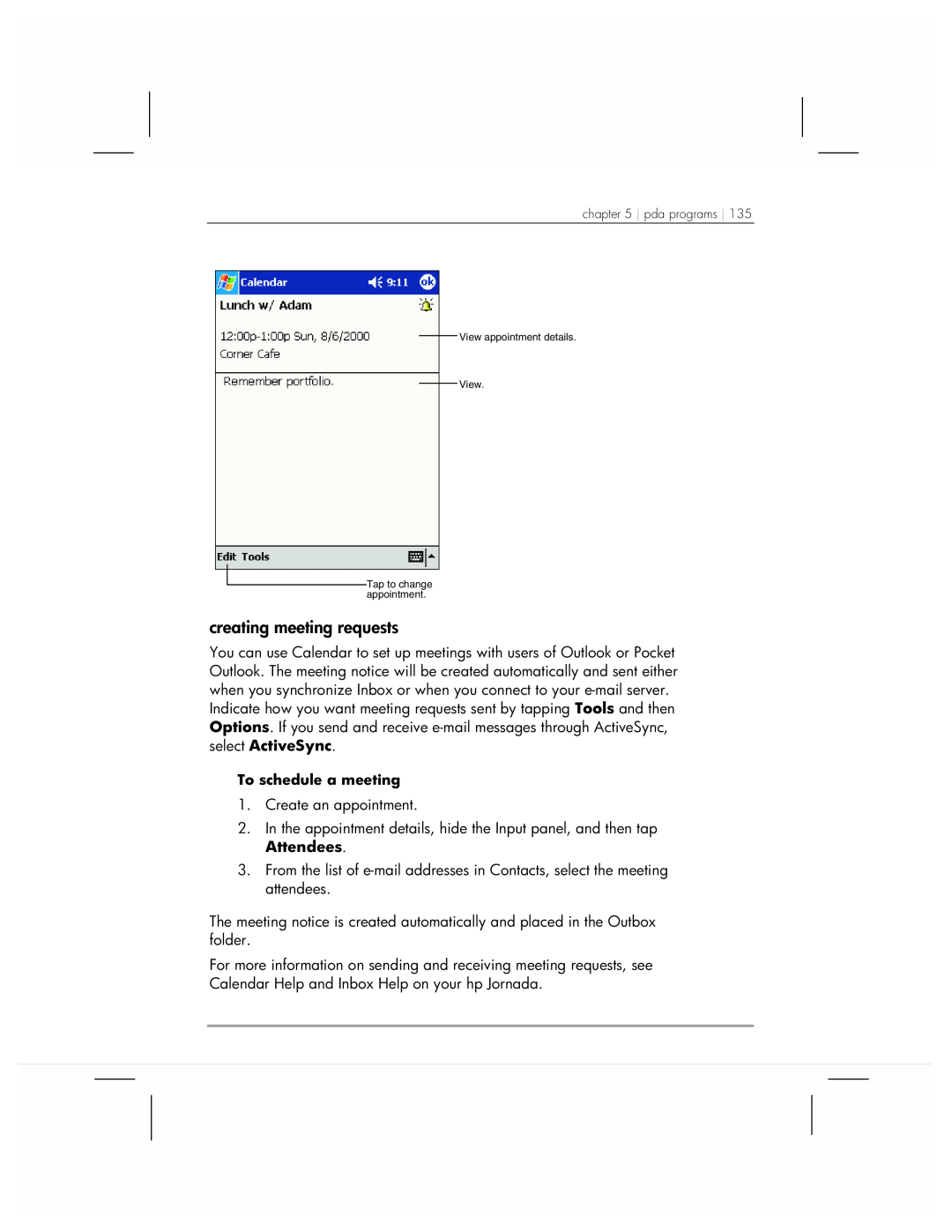 HP 920 manual creating meeting requests 