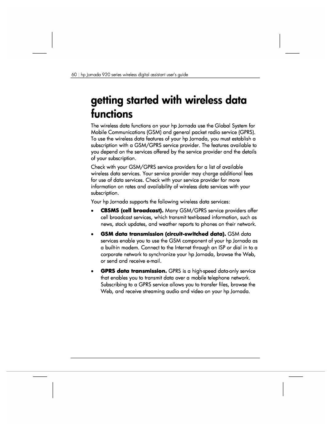 HP 920 manual getting started with wireless data functions 