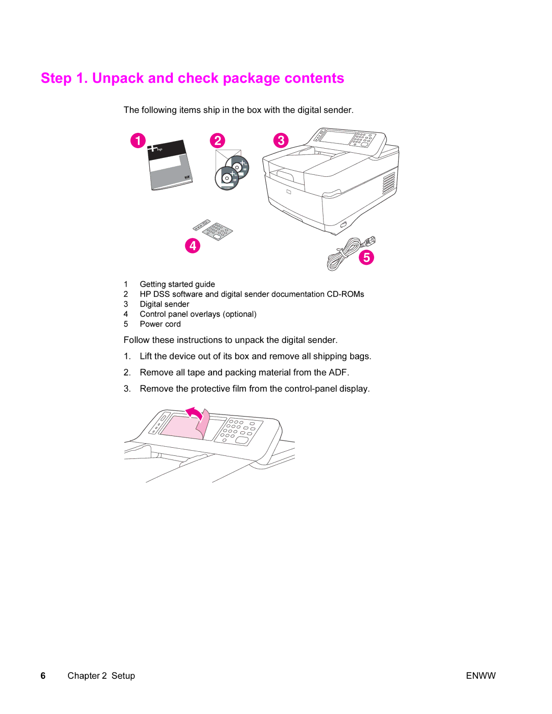 HP 9200c manual Unpack and check package contents 