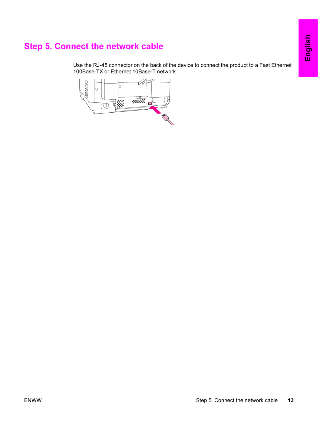 HP 9200c manual Connect the network cable 