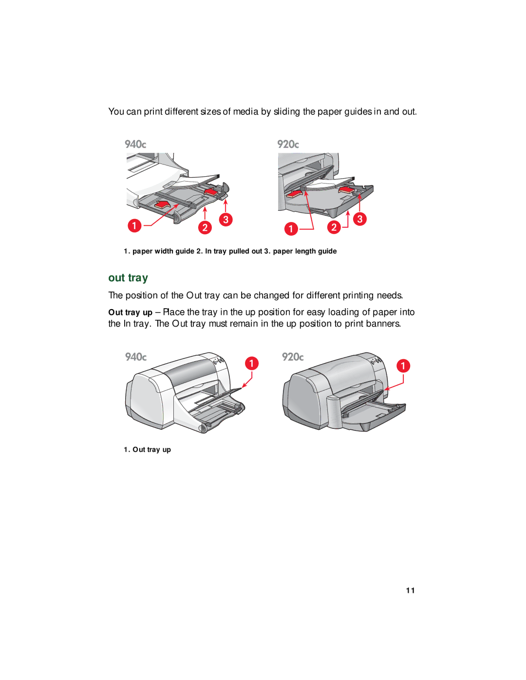 HP 948c, 920c, 940c manual Out tray 