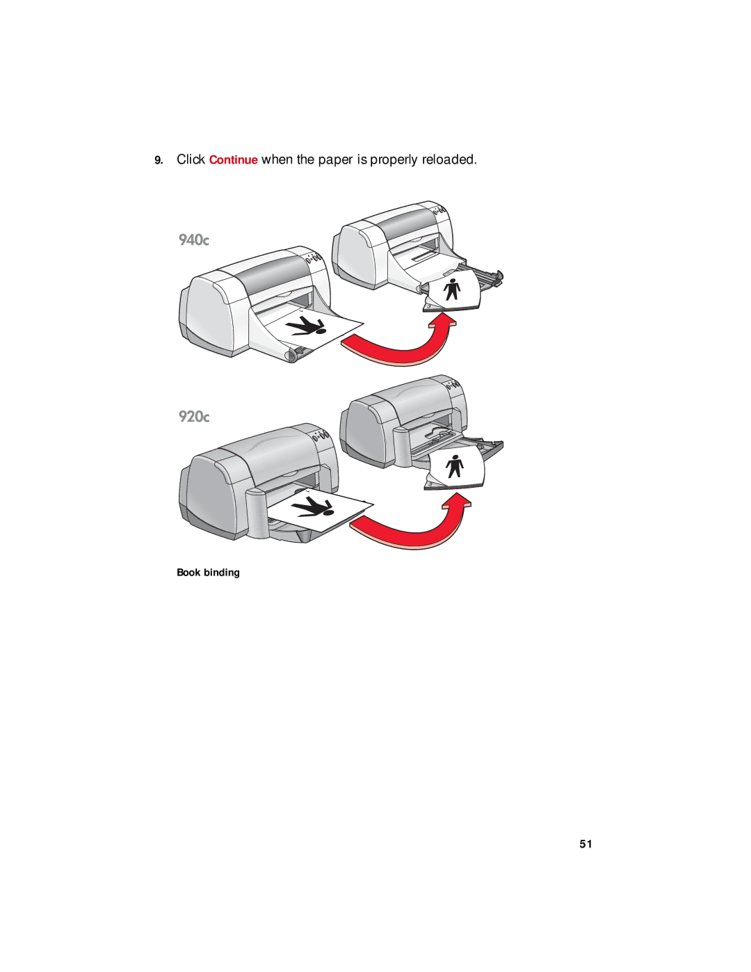 HP 940c, 920c, 948c manual Click Continue when the paper is properly reloaded 