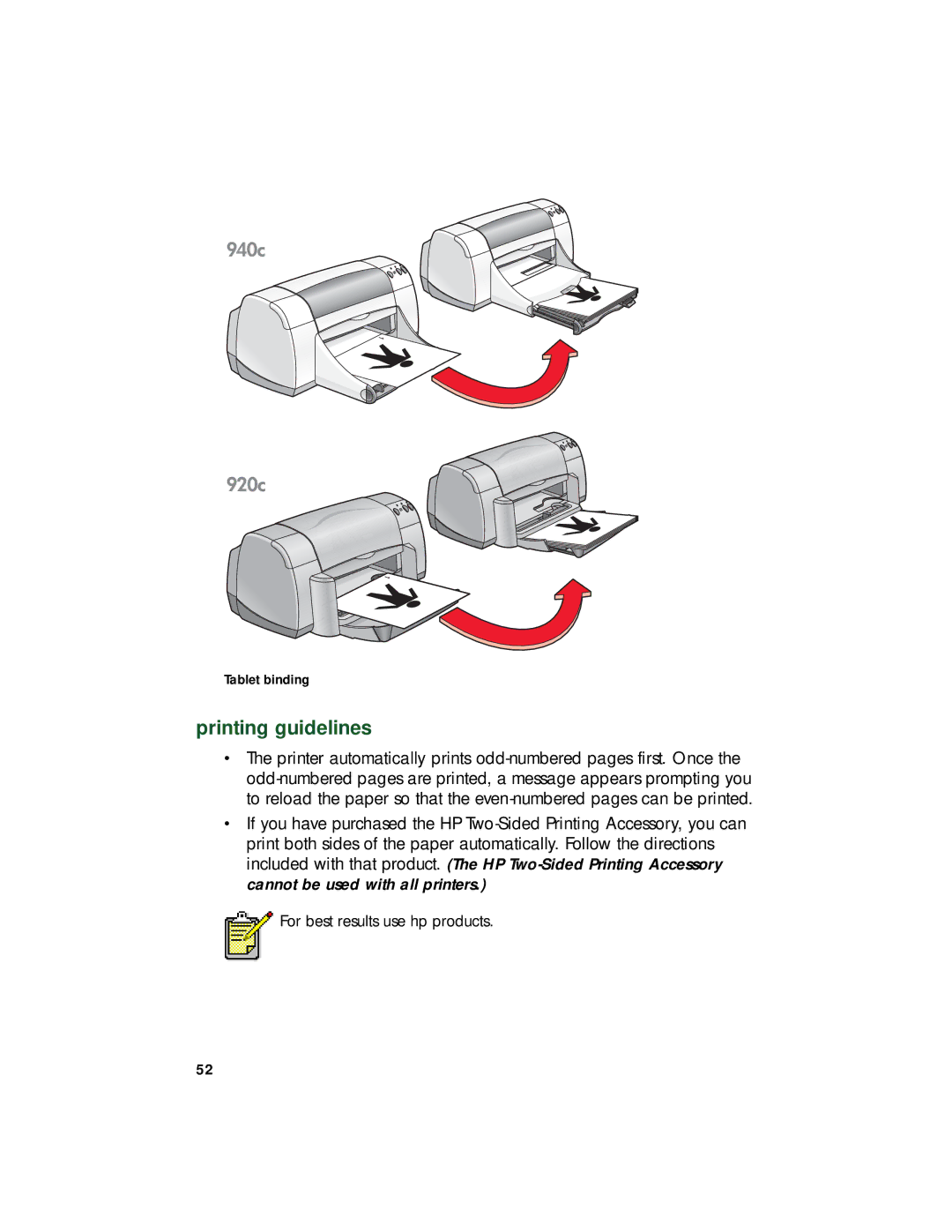 HP 920c, 948c, 940c manual Tablet binding 