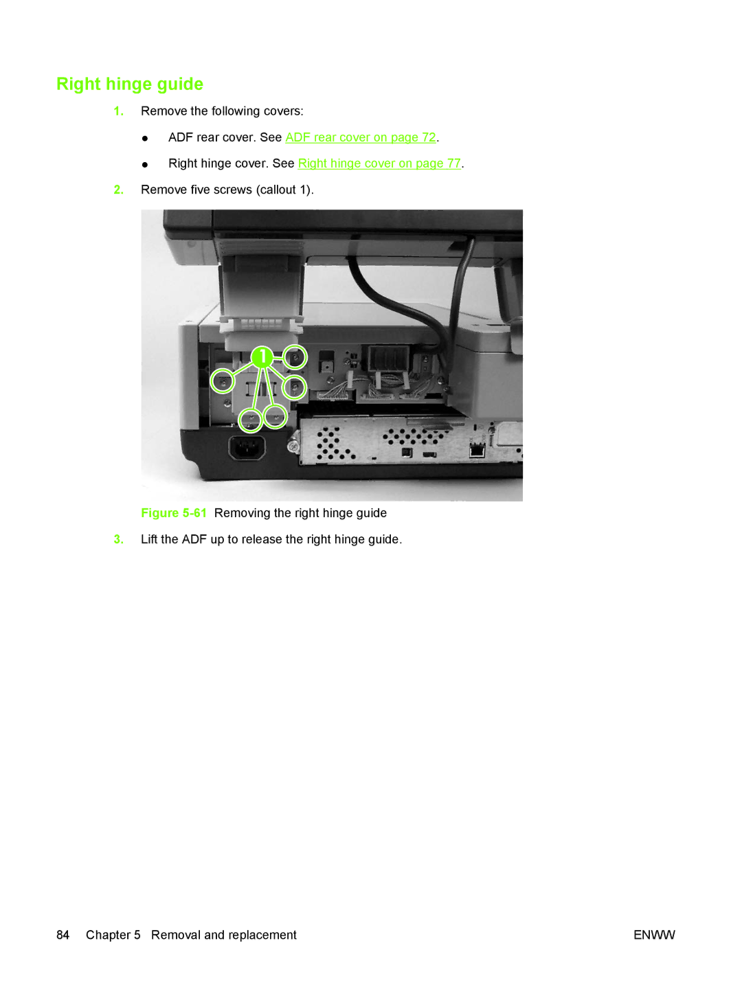 HP 9250C manual Right hinge guide 