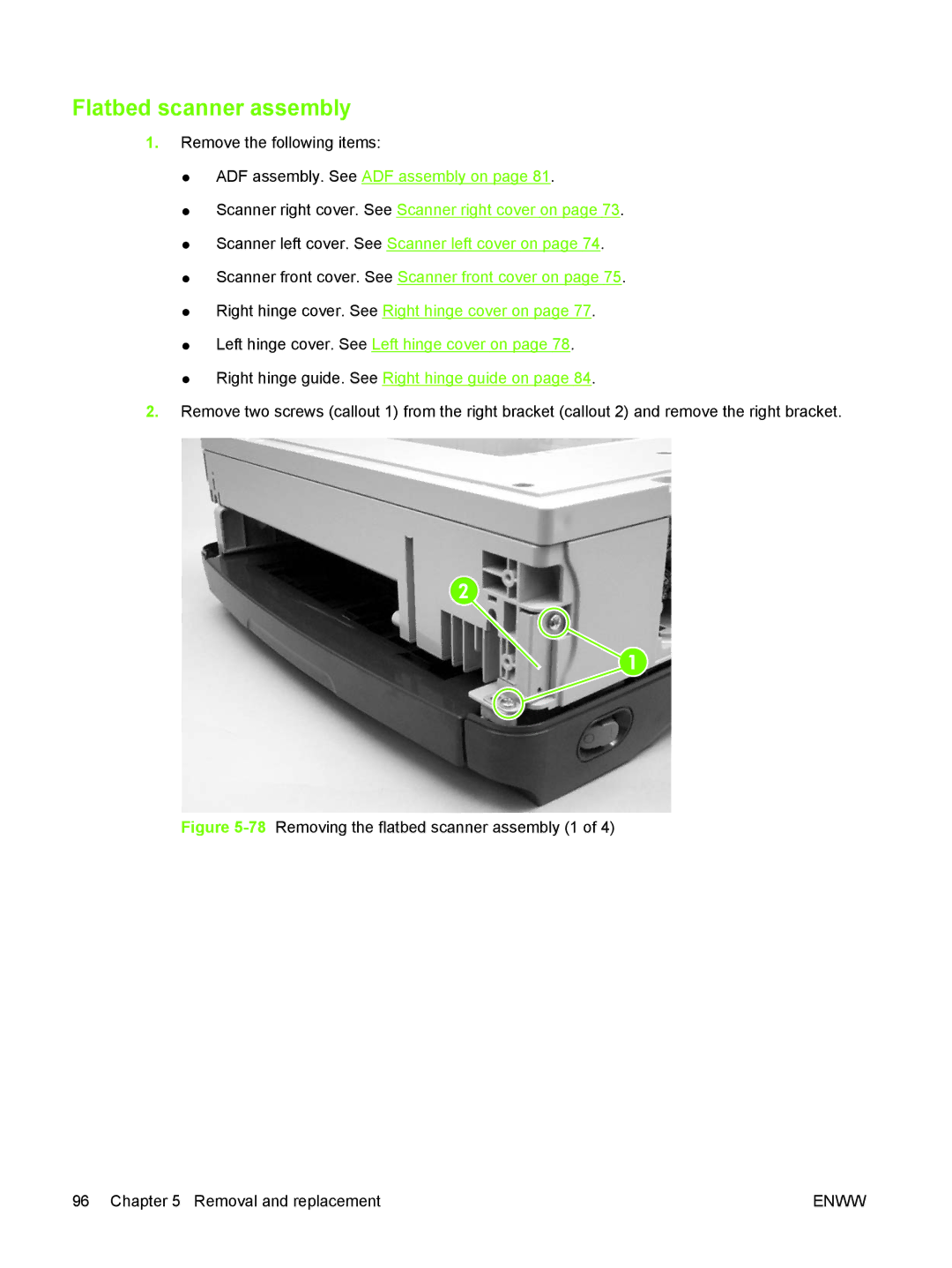 HP 9250C manual Flatbed scanner assembly 