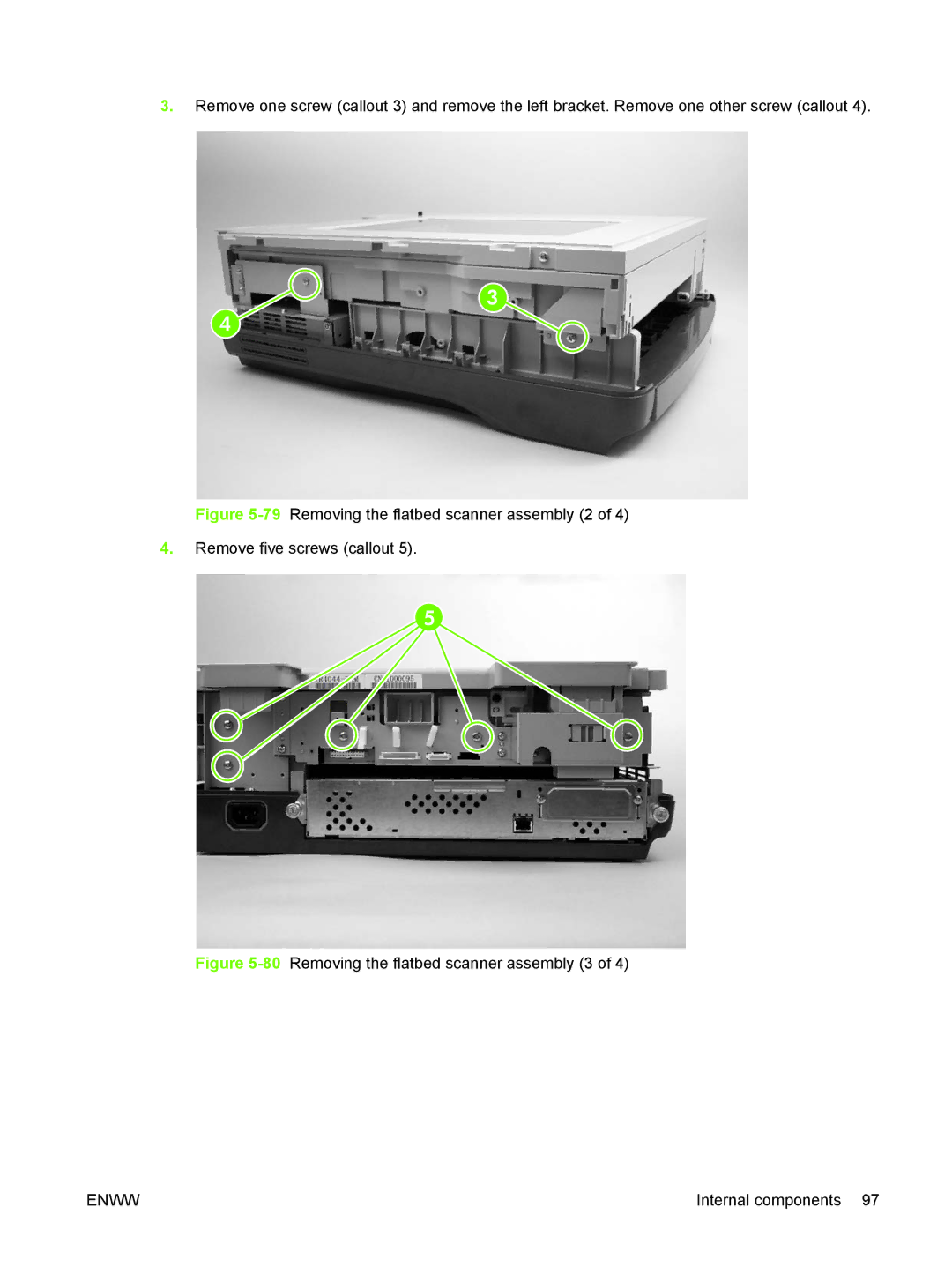 HP 9250C manual 80Removing the flatbed scanner assembly 3 