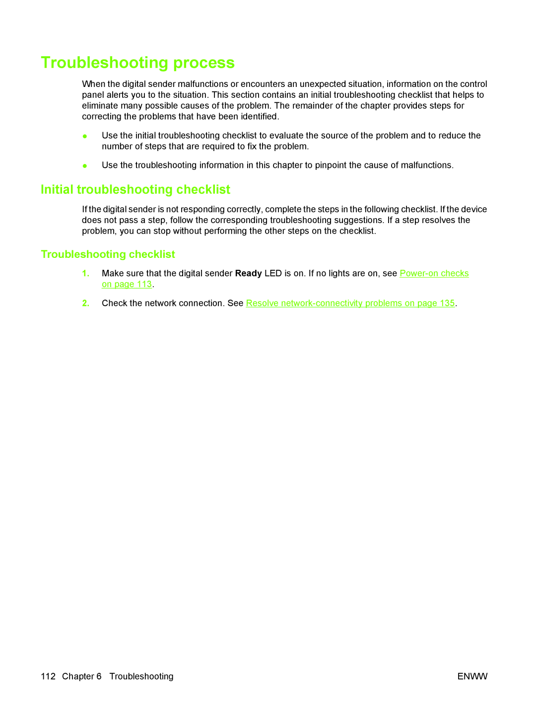 HP 9250C manual Troubleshooting process, Initial troubleshooting checklist, Troubleshooting checklist 