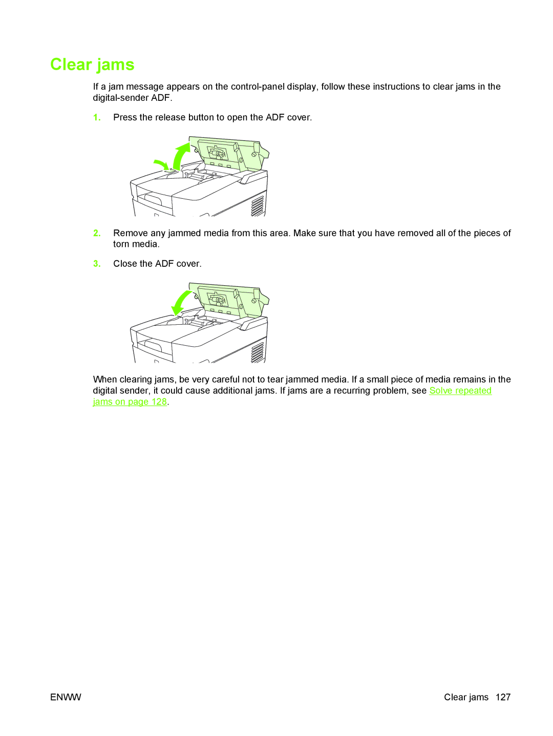 HP 9250C manual Clear jams 