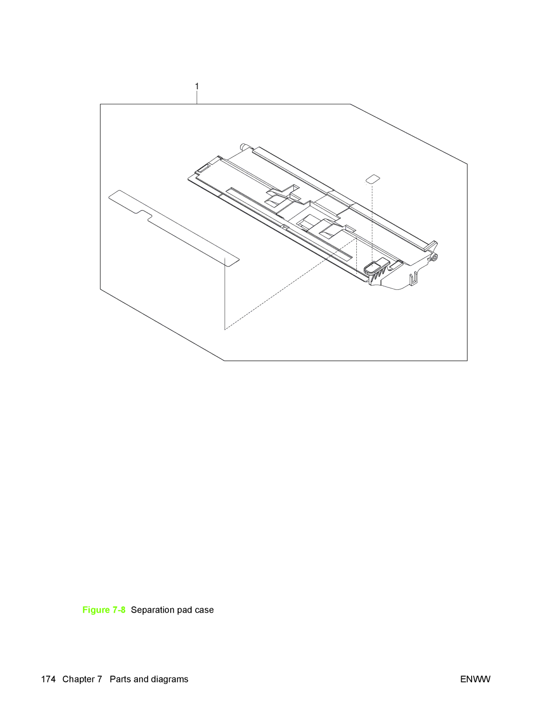 HP 9250C manual 8Separation pad case Parts and diagrams 