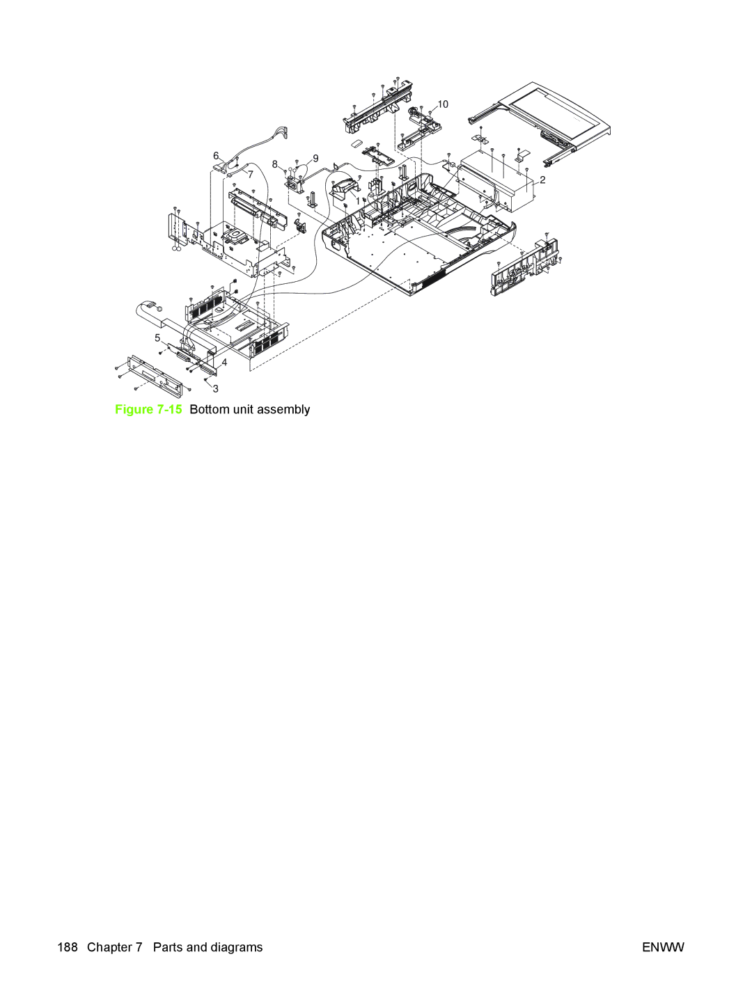 HP 9250C manual 15Bottom unit assembly Parts and diagrams 