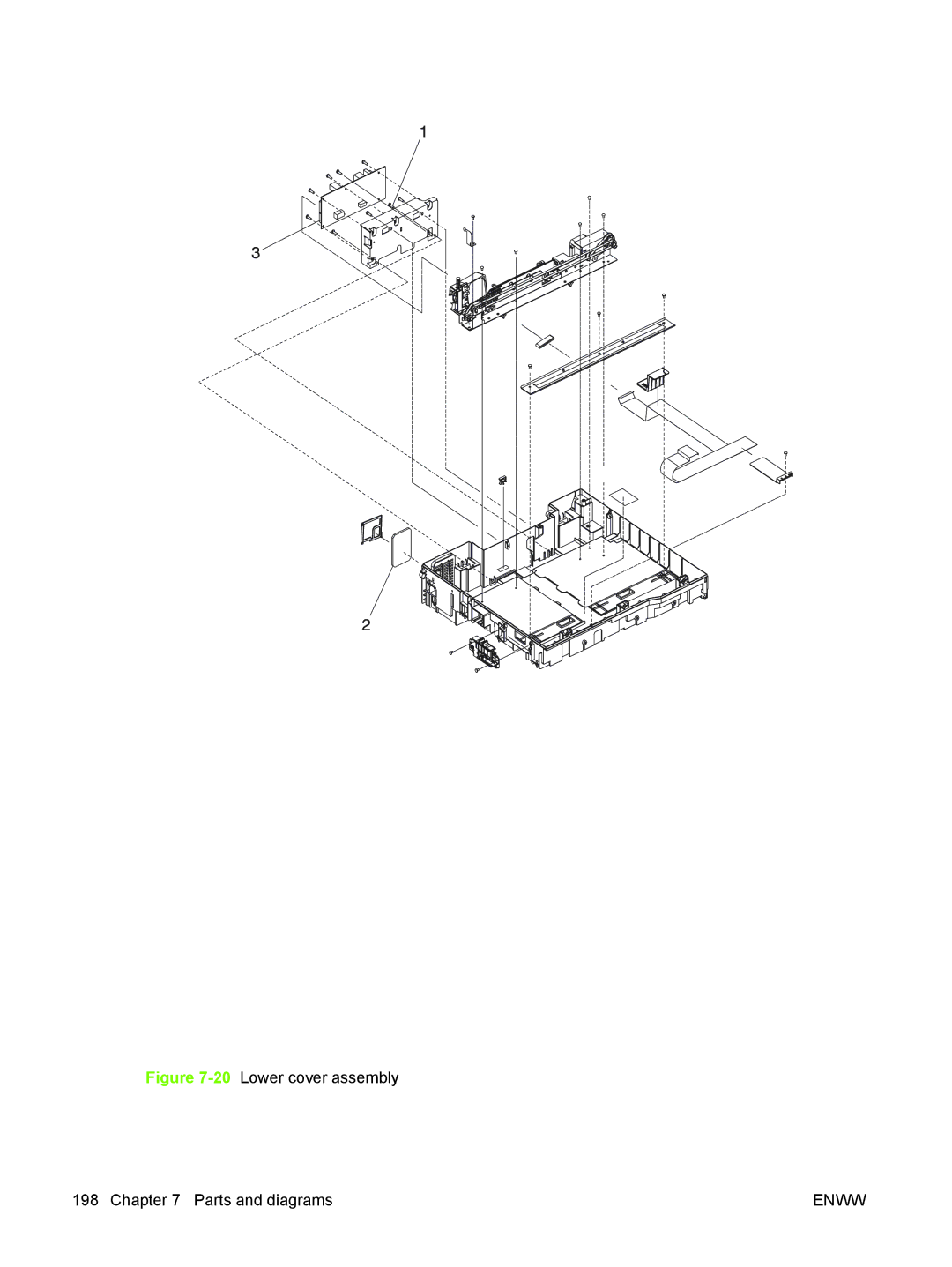 HP 9250C manual 20Lower cover assembly Parts and diagrams 