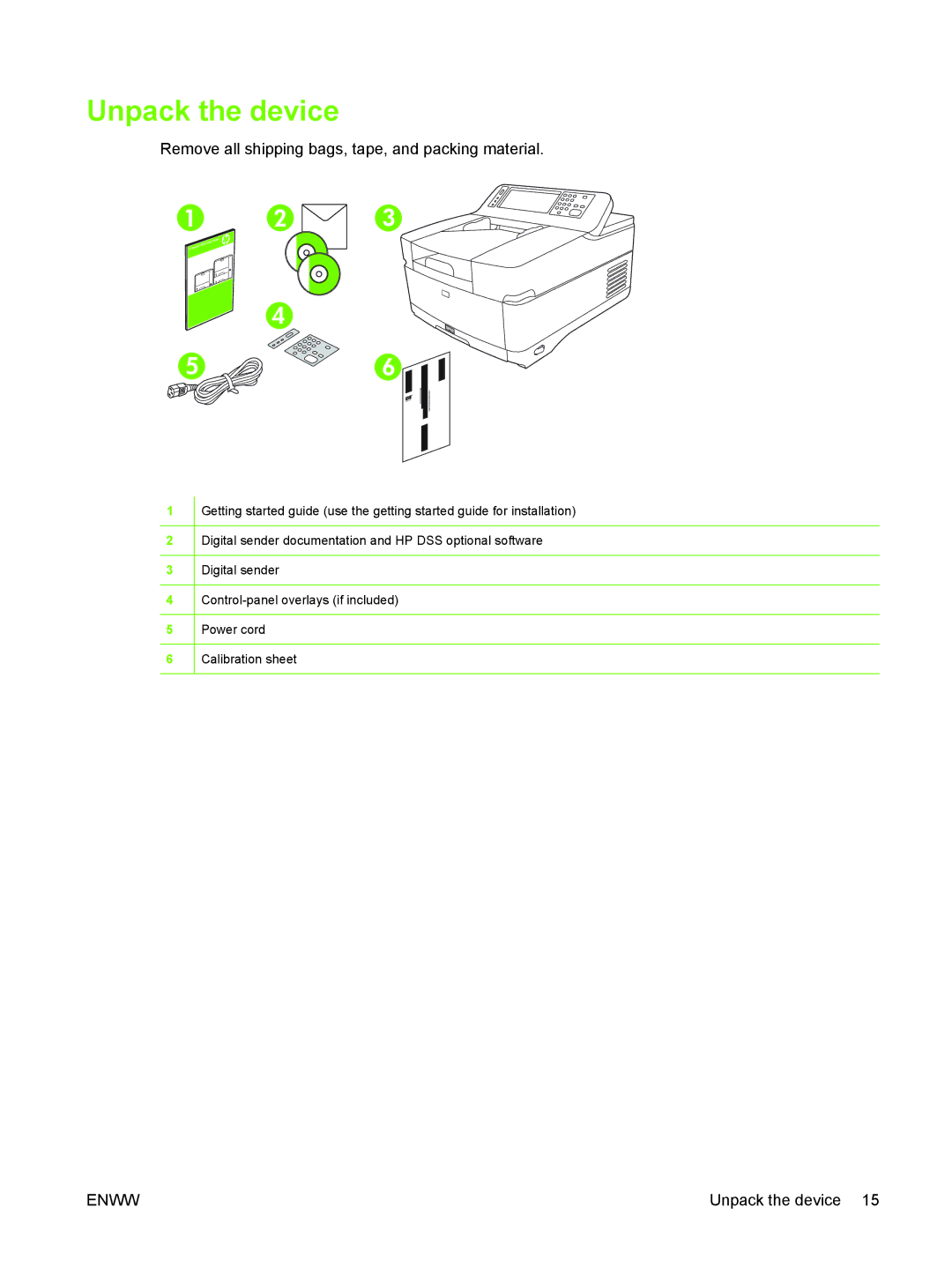 HP 9250C manual Unpack the device, Remove all shipping bags, tape, and packing material 