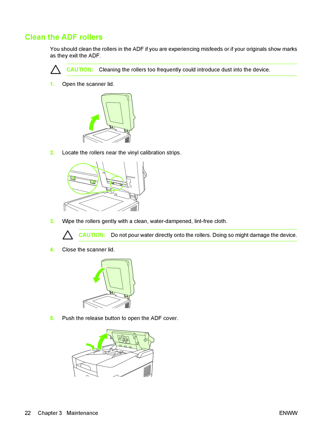 HP 9250C manual Clean the ADF rollers 