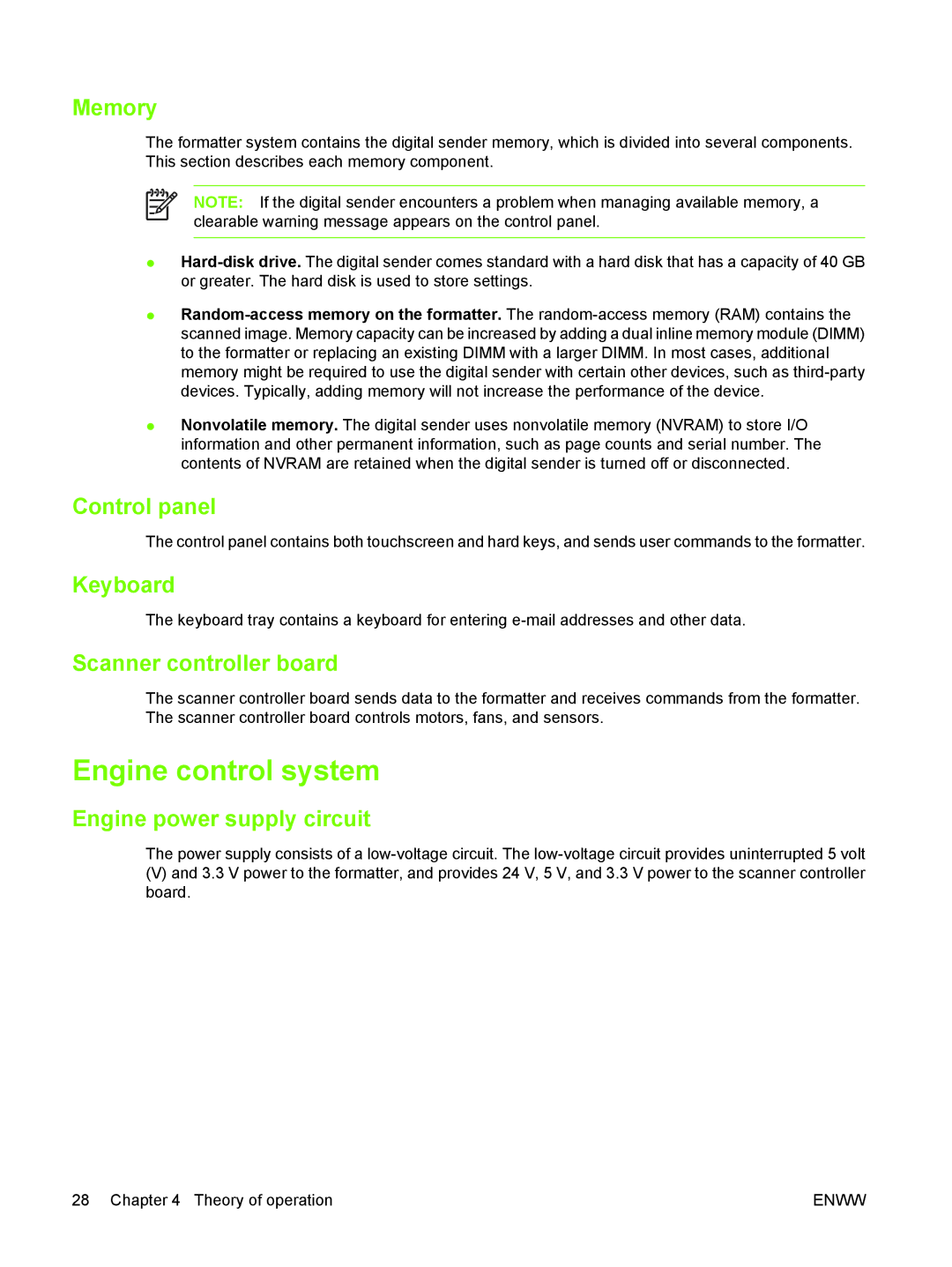 HP 9250C manual Engine control system 