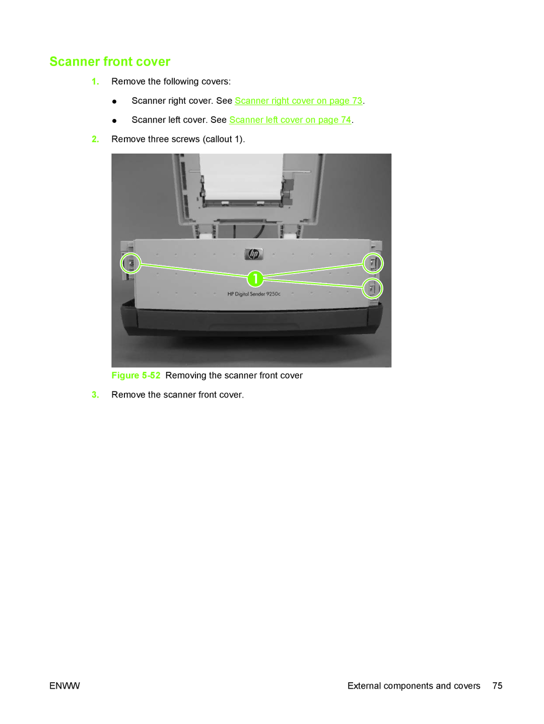 HP 9250C manual Scanner front cover 