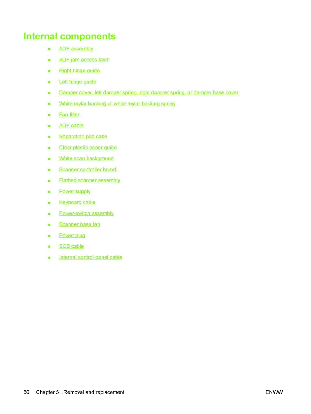 HP 9250C manual Internal components 