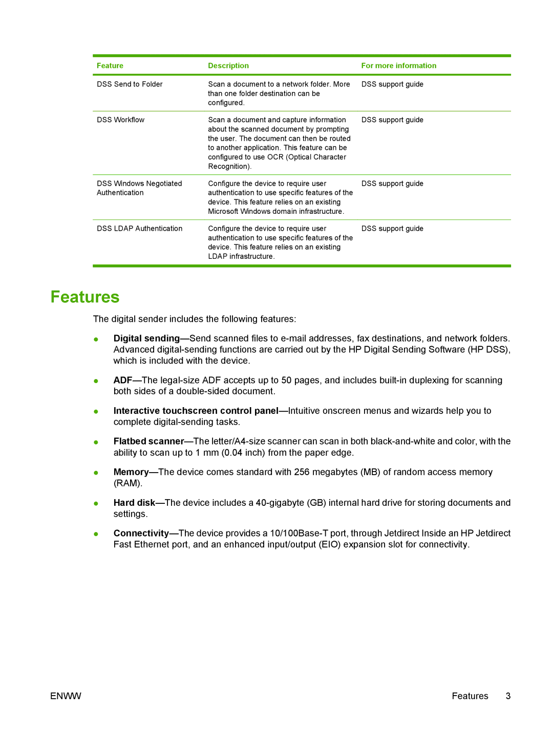 HP 9250C manual Features 