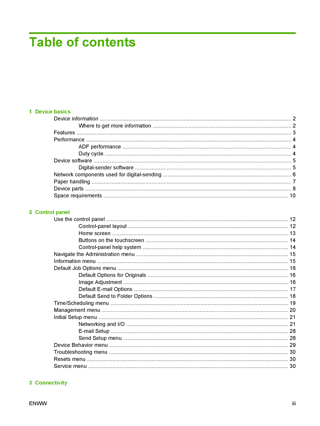 HP 9250C manual Table of contents 