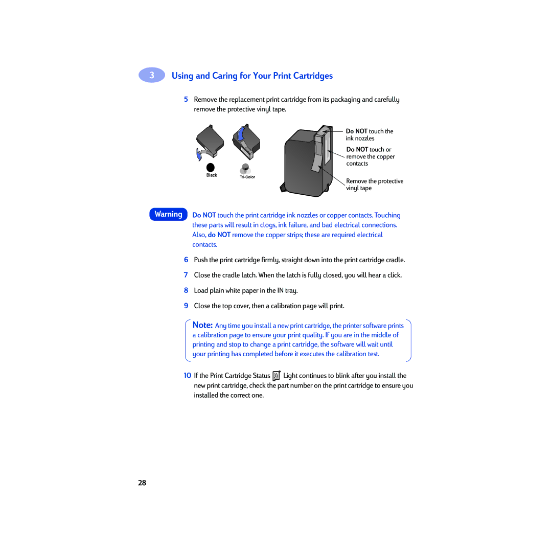 HP 930c manual Remove the protective vinyl tape 