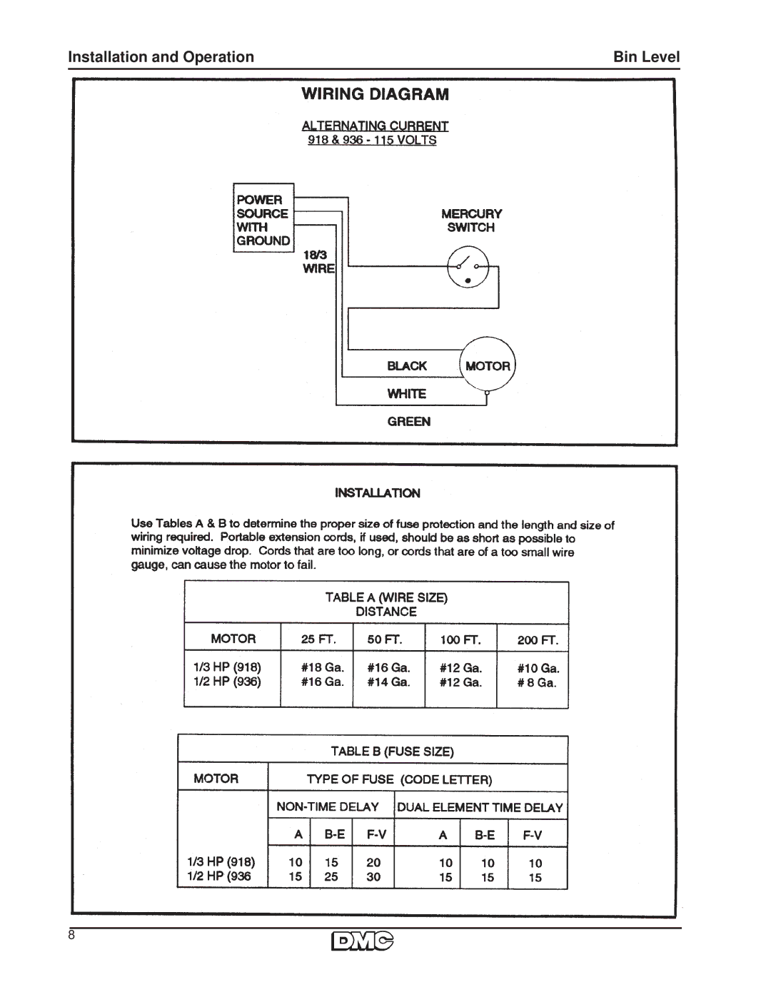 HP 936 manual Installation and Operation Bin Level 