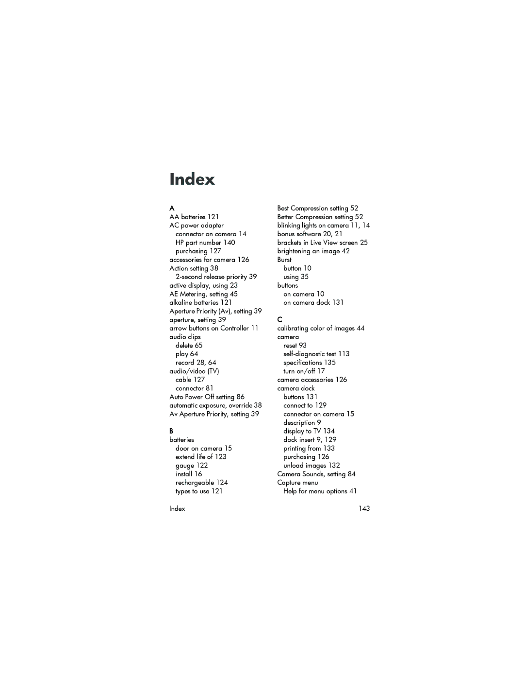 HP 945 manual Index, Batteries 